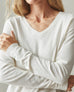 Women's Premium Slub Long Sleeve V-Neck Tee - Bone
